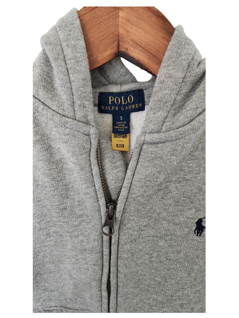 Boys Polo Ralph Lauren Gray Hooded Zip Sweater - Picture 2 of 3